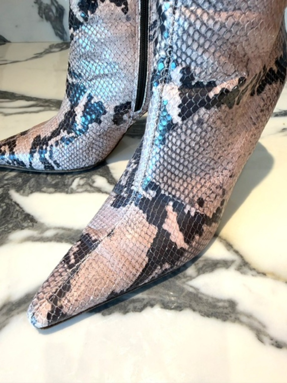 Pink Pointed Toe Python, Kitten Heel. - Picture 4 of 9